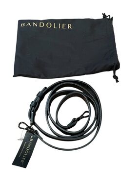 Bandolier Black Leather Crossbody Phone Strap Adjustable Women